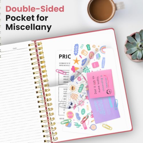 Taja Cute Large Spiral Lined Notebook for Work with 5 Removable Dividers - color: Z - Merry Whiskers