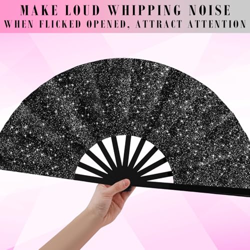 Maitys 2 Pack Foldable Fans for Rave Dancing,Bright Color,Flash Pattern - color: Bright Color, style: Flash Pattern