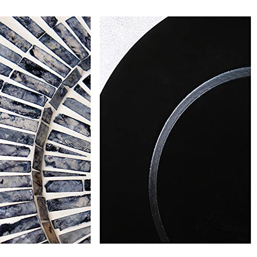i-lan 2 Pack 13 Inch Mother of Pearl Charger Plates, Black Ray Shell Inlay - style: Style 9