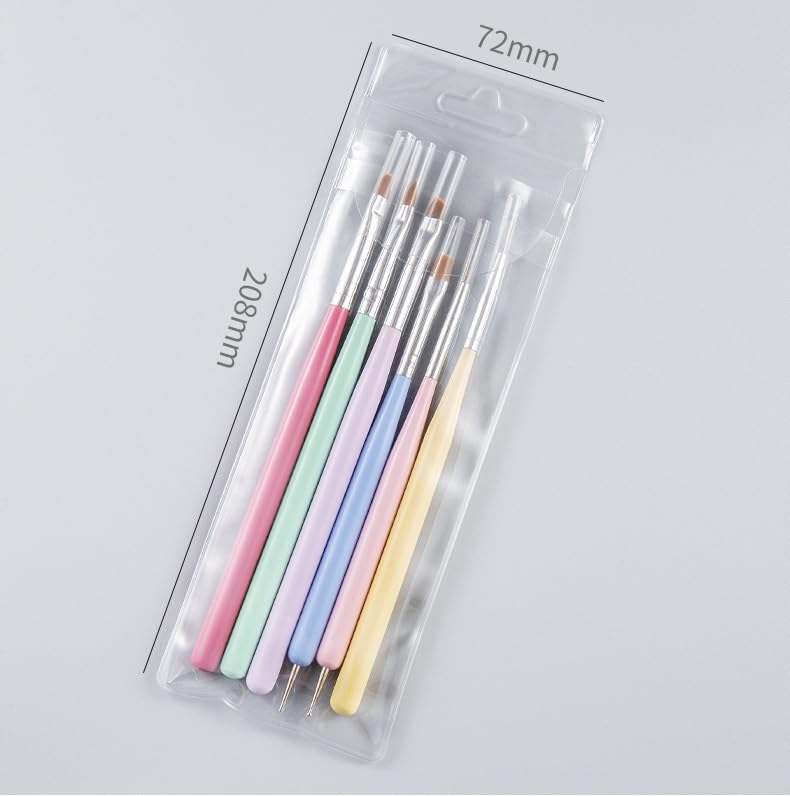 Nail Art Brushes 6Pcs - Painting, Liner, Dotting Pens for Salon - color: a-6pcs