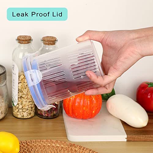 JUXYES Transparent Plastic Pickle Storage Jar with Strainer and Lock Lid