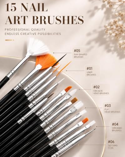 33 Pcs Nail Art Tool Kit & Nail Art Brushes Set with Nail Stands