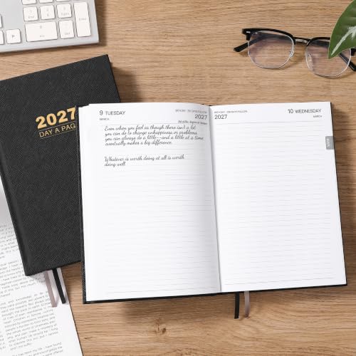 2027 Diary - Diary Full Page Per Day, Daily Planner 2027 - color: Black (2026-2027)