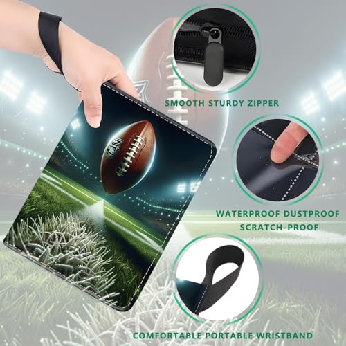 Trading Card Binder, 4 Pockets 400 Card Holder Collector Album with 50 Removable Sleeves, Portable Trading Collection Album for photocard kpop mtg/TCG Game Football Sports Cards, Cool Football