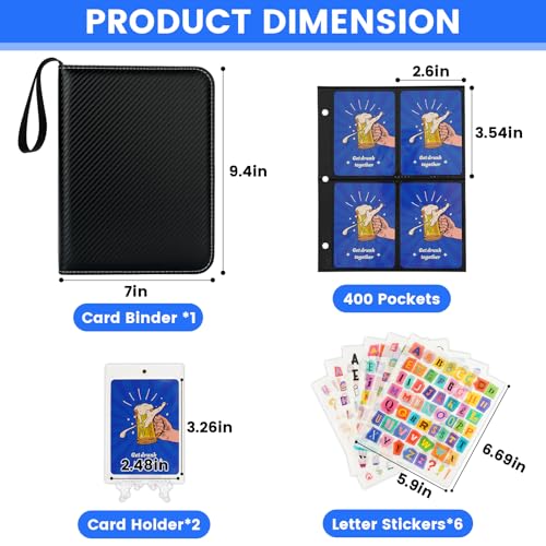4 Pocket Trading Card Binder, Holds 400 Cards, Black