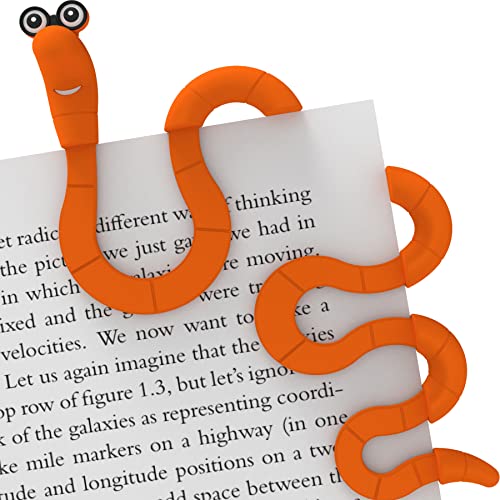 Funny Bookworm Clip Bookmarks for Kids - Orange - color: Orange