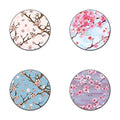 Cherry Blossom Pattern Round Coaster Set of 4- Made of Recycled Rubber - color: Cherry Blossom Pattern Round