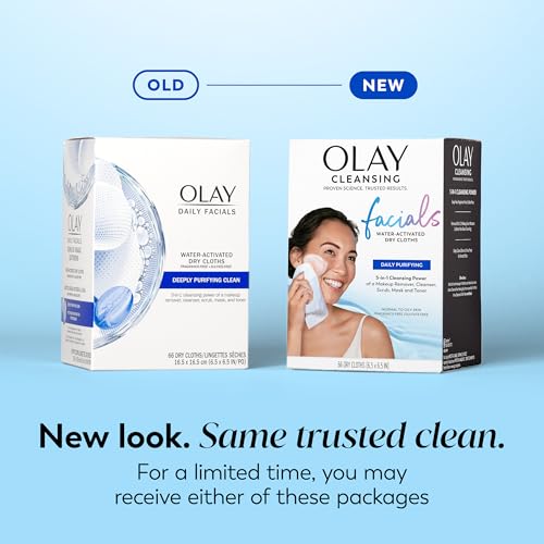 Olay Makeup Remover Wipes, Daily Facials Deep Clean Face Cleanser for Normal to Oily Skin, Alcohol & Fragrance Free, Soft Face Wash Towels, Travel Essentials for Women, Convenient Dry Cloths, 66 ct - color: Purifying Clean, size: 66 Count (Pack of 1)