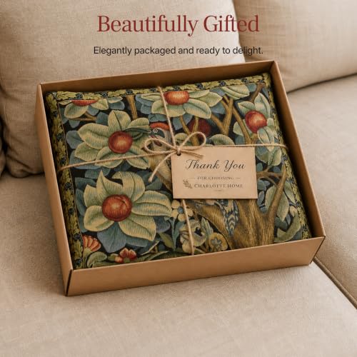 William Morris Woodpecker Left Tapestry Throw Pillow Cover 18x 18 in - color: Black Woodpecker Left
