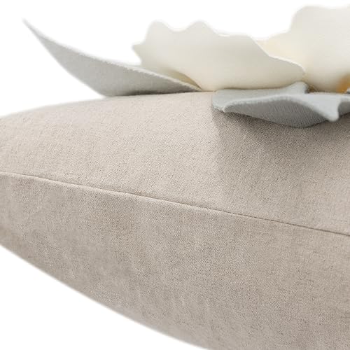 JWH Flower Throw Pillow Cover, Ivory White, 18x18 Inch - color: Creamy White