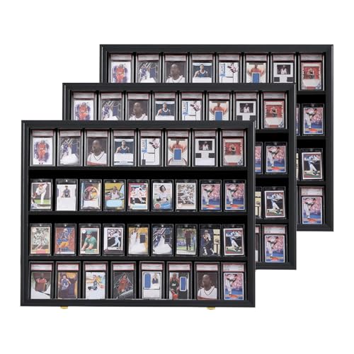 VERANI 36 Graded Sports Baseball Card Display Case Wall Mount Black 3PC - size: Large-Horizontal-Black-3Pack