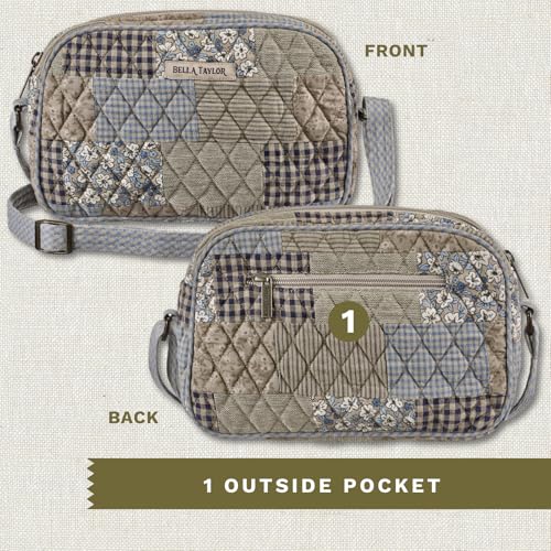 Bella Taylor Simple Crossbody, Quilted Handbag for Women - color: Khaki Patchwork