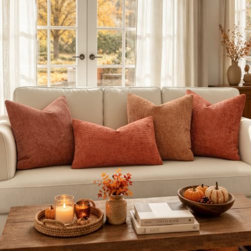 MIULEE Fall Decorative Couch Throw Pillow Covers 18x18 Burnt Orange 2 Pack - color: Burnt Orange, size: 18" x 18" (Pack of 2)