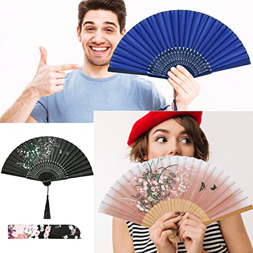 Zonon 4 Pack Hand Held Folding Fans for Women Silk,Vintage - style: Vintage