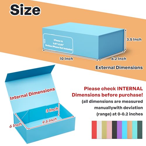 RYDDOY Blue Gift Box, 9.5x6x3'' Gift Boxes with Lids for Presents - color: Blue, size: 9.5 x 6 x 3 Inch