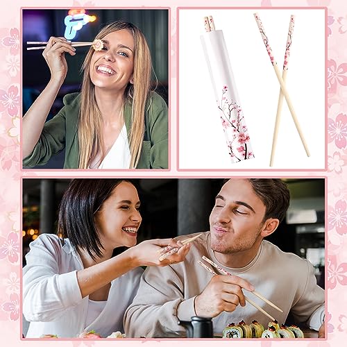 50 Pairs Cherry Disposable Bamboo Chopsticks Bulk Sleeved