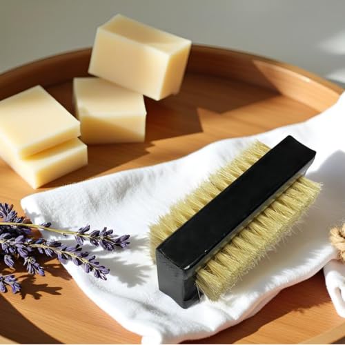 NewFerU Wooden Nail Brush Cleaner Black with 100% Natural Boar Bristles - color: Black Two-sided