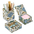 Ridhi Asparagus Green Block Print Office Desk Organizer Pen & Note Holder - color: Asparagus Green