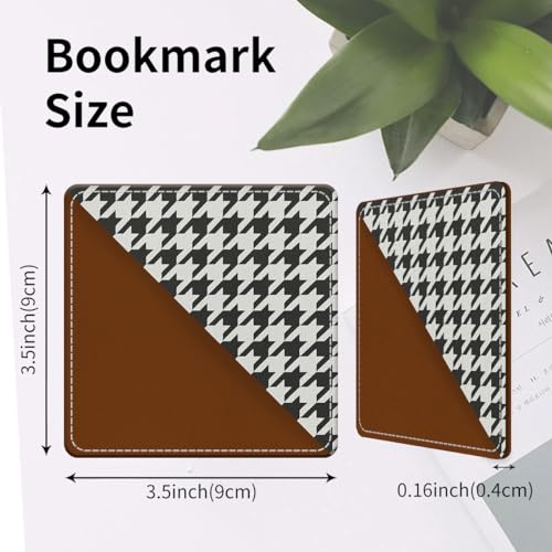 Cute Leather Bookmarks, Fun Triangle Making Corner Bookmark, Book Accessories for Reading Book Lovers, Unbreakable Page Markers for Women Men Classic Houndstooth - color: Classic Houndstooth