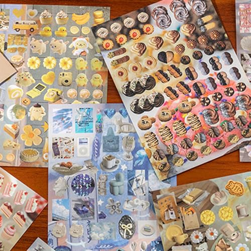 30 Sheets Japanese Aesthetic Sticker Book with Hard Matte Cover, Dreamcore Ocean Theme Foil & Texture Stickers for Journaling, Scrapbooking & Planner Decoration - color: Maple Syrup