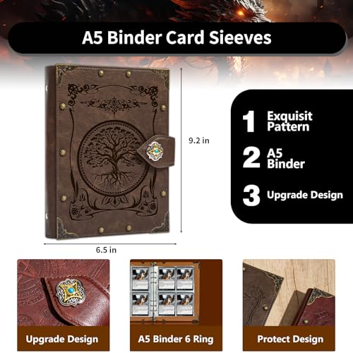DUROTAN Trading Card Binder-4 Pocket,240 Pockets Card Holder Album - color: 5-Tree of Life-GrayBrown
