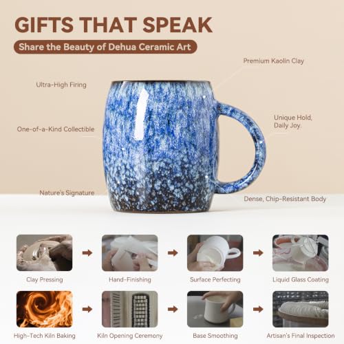 Starry Night Ceramic Mug, 15oz Reactive Glaze Mug, Gift for Book Lovers - color: 14OZ - Starry Night · WONDER