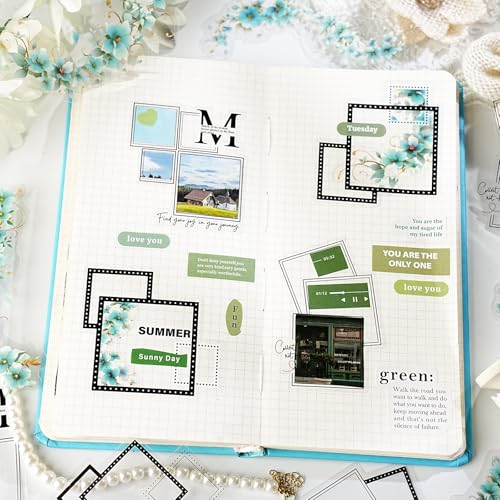 120 Pcs Floral Stickers with Geometric Frames for Scrapbooking - color: Floral Daily
