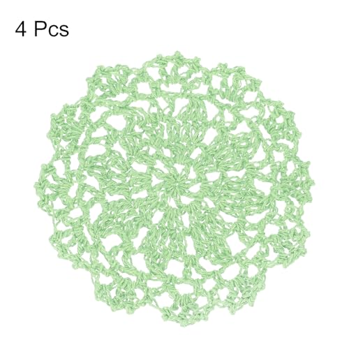 uxcell Fabric Coasters, 8pcs 4" - Cotton Woven Crochet Doilies, Lace Embroidery Cup Mat with Floral Pattern for Wedding Party Decoration (Cream Green) - color: Cream Green