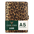 Convend A5/A6 Refillable 6 Ring Faux Leather Binder Cover (Leopard) - color: Leopard Texture, size: Luxe-A5