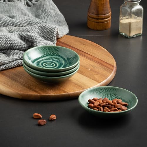 Ceramic Soy Sauce Dishes, 3.4 oz Dipping Bowls Set of 4 - color: Green