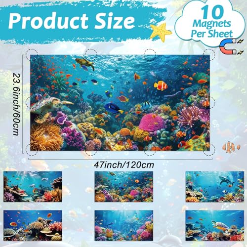 Wiooffen 6 Pcs Fluorescent Light Covers with 60 Magnets Decorative for Classroom Ceiling Light 4 x 2 Feet Magnetic Light Covers Filter Easy Install for Office Hospitals & Home (Ocean) - color: Ocean