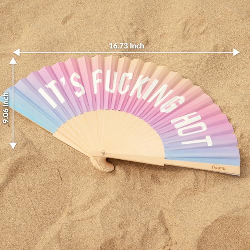 Fisura – Original folding fan with message “F*cking hot”. Gradient wooden handheld fan for women. Lightweight accessory for raves, weddings, birthdays, festivals, parties and creative gift ideas. - color: F. Hot, Gradient