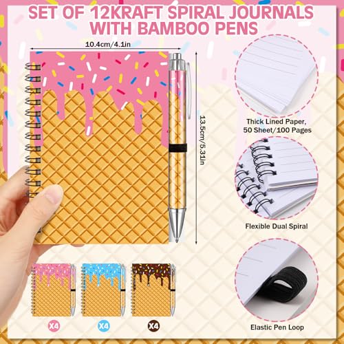 Resurhang 24 Pcs Ice Cream Notebooks Pens Doughnut Drip Party Favors - style: Doughnut