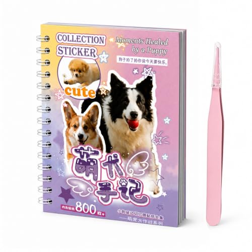 Japanese Cute Sticker Book,Pet Meme Stickers for DIY Kawaii Scrapbooking Journaling Handbook - color: Puppy Note