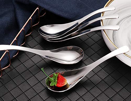 Soup Spoons,Stainless Steel Short Handle Spoons, Classic And Durable Soup Spoon, Set of 5. - size: M