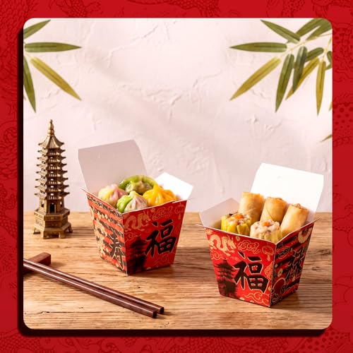 Sabary 50 Pcs 8 oz Chinese Take out Boxes Paper Food Containers