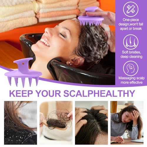 Hair Brushes with Scalp Massager Shampoo Brush, Silicone Hair Scrubber with Soft Bristles for Shower, Wet(Purple) - color: Purple