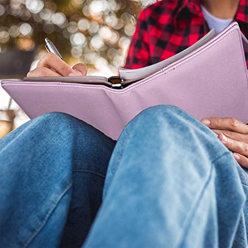 Antner A5 Binder 6 Ring Refillable Notebook Planner Cover for A5 Planner Inserts & Refill Paper, PU Leather Loose Leaf Budget Binder Personal Organizer Kpop Photocard Holder with Magnetic Buckle, Pink - color: Pink