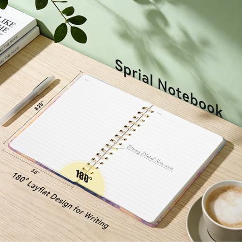 Lined Spiral Journal Notebook for Work A5, 160 Pages, Mountains and Sunrise - color: Mountains and the Sunrise