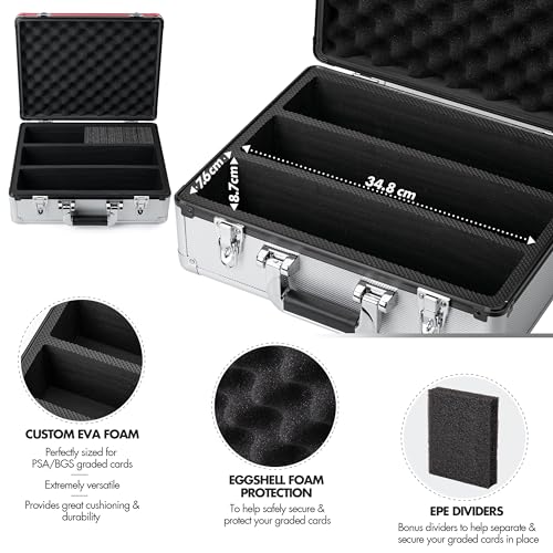 FunGuys Toploader Storage Box, Sports Card Storage Case, Top Loader Card Storage, Top Loader Storage Boxes, Trading Card Case Holds 600+ Card, One Touch Card Holder - color: Red and Silver, size: 15.4 x 11.8 x 6.3 Inches