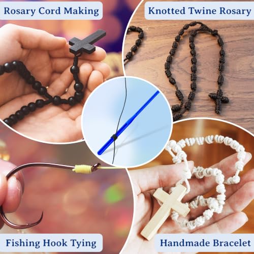 Dunkive 2 Pack Rosary Cord Knotting Tool, Dual Head,Blue - color: Blue