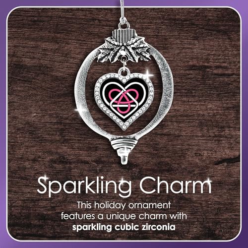Inspired Silver - Cincinnati - Silver Christmas Ornament - Pave Heart Charm Christmas Tree Ornament with Cubic Zirconia - Holiday Hanging Decoration - style: Cincinnati
