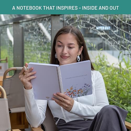 Happy Hoos® Aesthetic Spiral Notebook - 6.25" x 8.25" College Ruled Journal Notebook - Hard Cover Writing Journal for Work, School, Travel, More - Floral Notebook 8 Seasonal Designs (Spring Meadow) - color: Spring Meadow