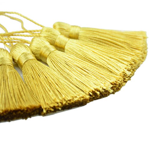20Pcs 4.3 Inch Silky Mini Craft Tassels for Earrings, Souvenir(Light Gold) - color: Light Gold
