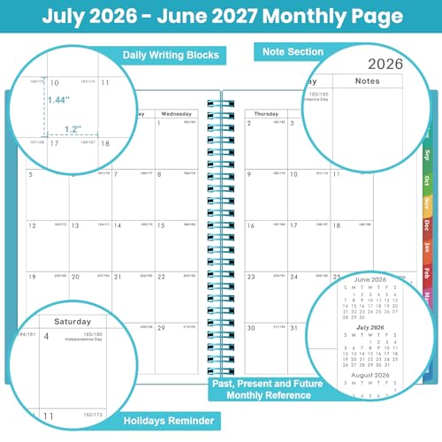 2026-2027 Planner - Planner 2026-2027, Weekly and Monthly Planner with Tabs, July 2026 - June 2027, 6.25" × 8.3", Strong Twin-Wire Binding - color: Green