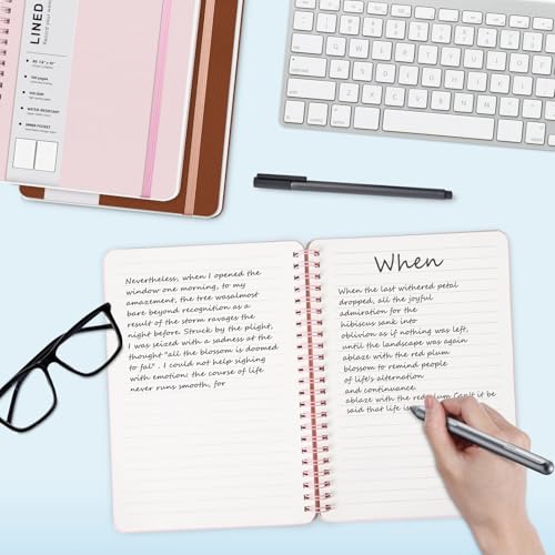 Lined Spiral Journal Notebook, B5 Hardcover Leather Notebook for Work, 7.8''×10'', 100GSM Thick Paper Spiral Bound Journaling Notebooks for Women & Men Office School Note Taking Business, Pink - color: Pink, size: B5