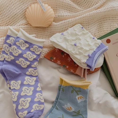 OTAODKA Cute Cotton Socks for Women Novelty Ankle Athletics Sock - color: 6 Pack Flowers