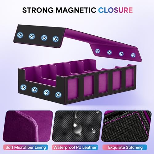 UAONO 5-Row 3900+ Trading Card Storage Box with Commander Display - color: Black&Purple, size: 5-row