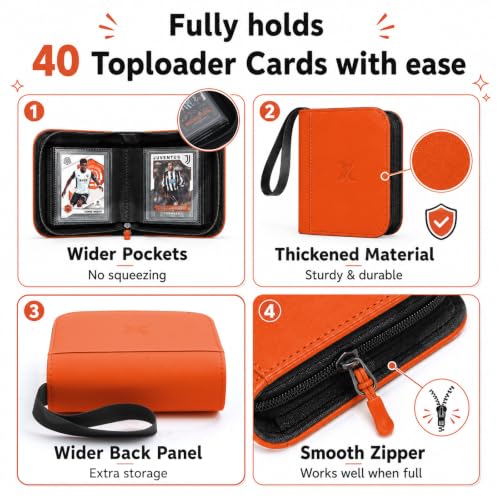 Mini 1 Pocket Top Loader Binder, Upgraded Widened Pages & Spine - color: Orange, size: 1