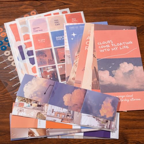 YagCu Aesthetic Scrapbook Kit, Sunset Junk Journal Supplies, Vintage Journaling and Scrapbooking Set, Bullet Journals Materials, Large Collection for Women Adults Beginners, Arts Craft - color: Sunset